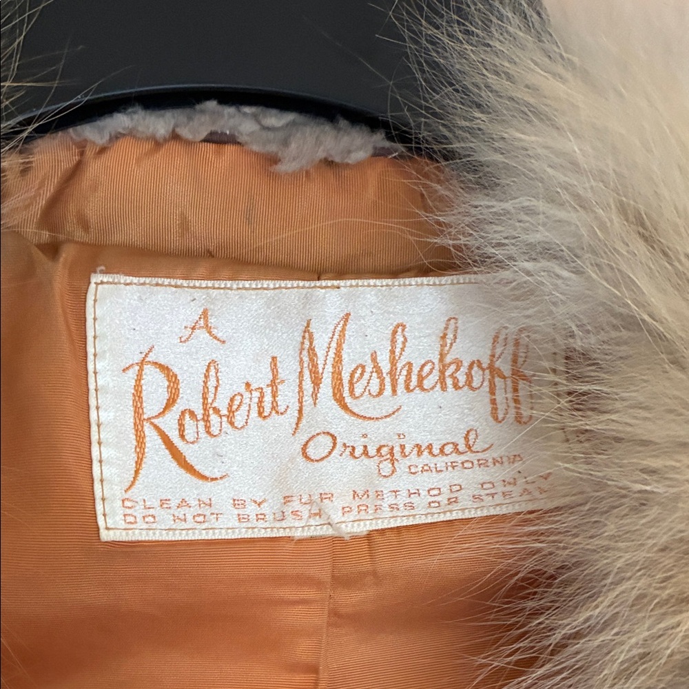 Vintage suede fox fur trimmed coat - Picture 2 of 4